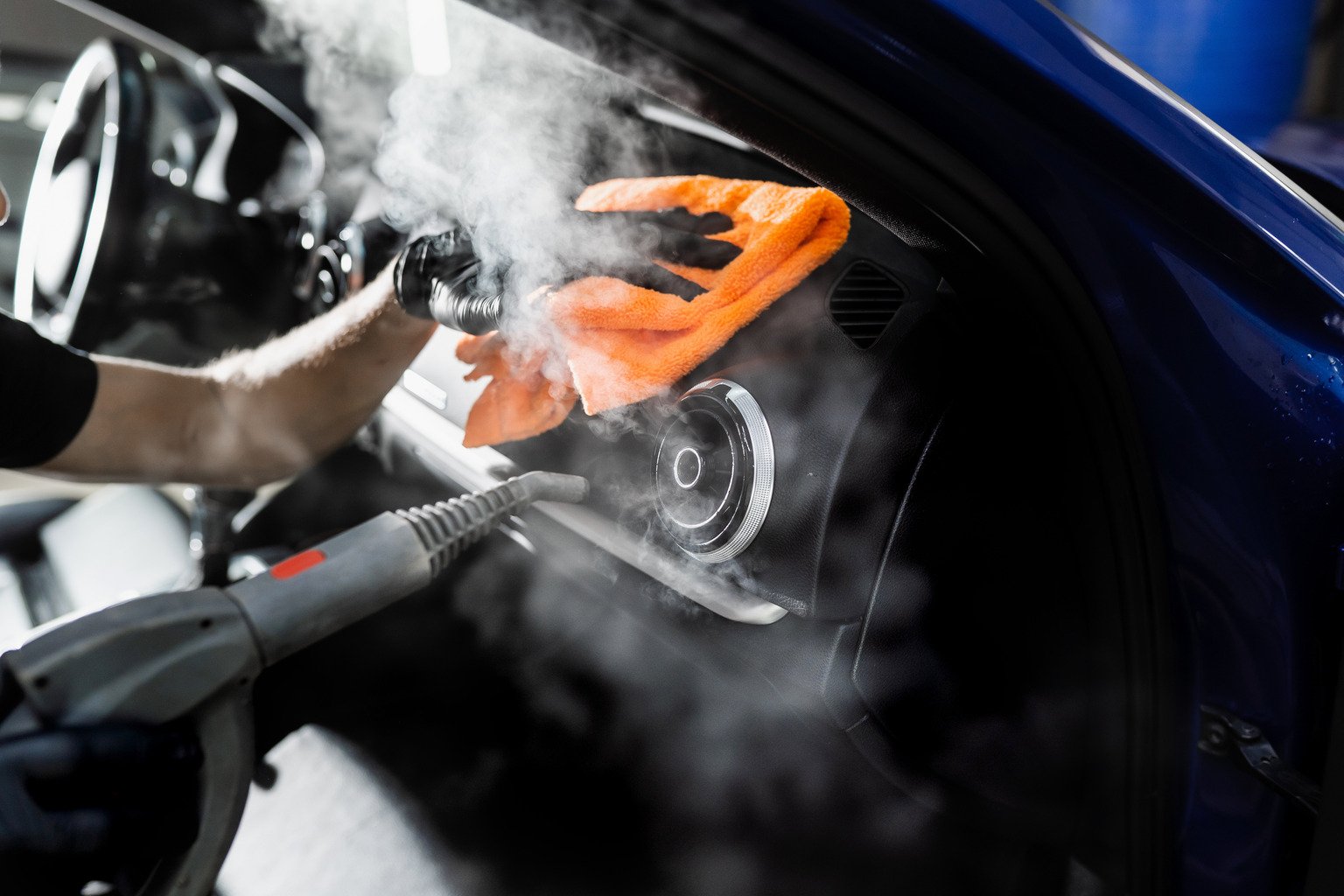 Steam car wash- interior cleaning by professional