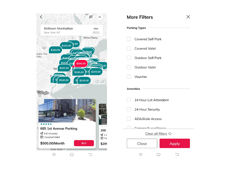 monthly parking map on way.com app